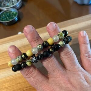 Black & Yellow bracelet stack ✨🖤